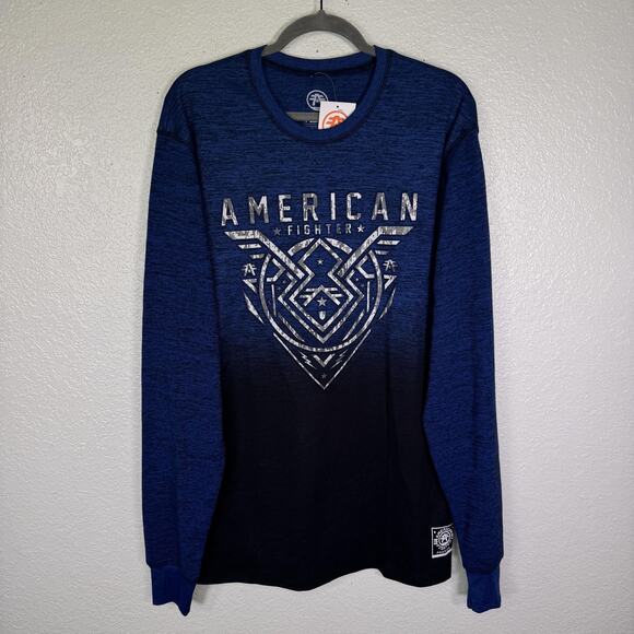 American Fighter Other - American Fighter Shirt Mens 2XL Oakview Long Sleeve Thermal Graphic Tee Blue NEW